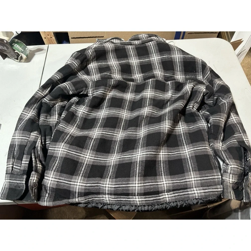 Red Head Brand Co Flannel Jacket Men's‎ L Hoodie Button Zip Shacket Gray Black